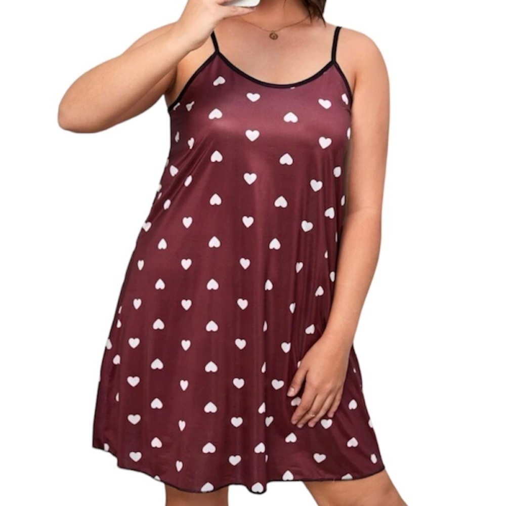 Red & white hearts satin nightgown. New. - Picture 6 of 10